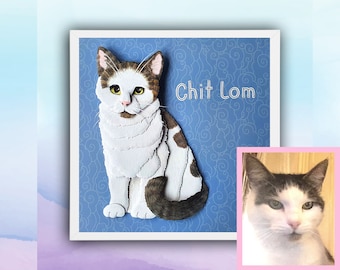 Custom Cat Portrait: Handmade 3D Paper Art, Pet Memorial Keepsake