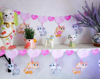 Cat & Heart Valentine's Day Bunting