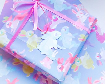 Binky Bunnies Rabbit Gift Wrap Pack Of 2 Sheets