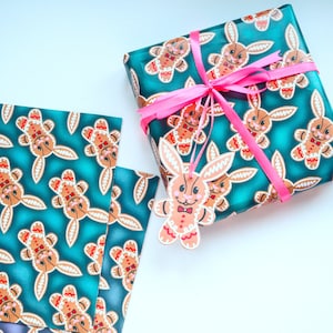 2er Set Lebkuchen Hase Weihnachtsgeschenk Verpackung mit 2 Bögen