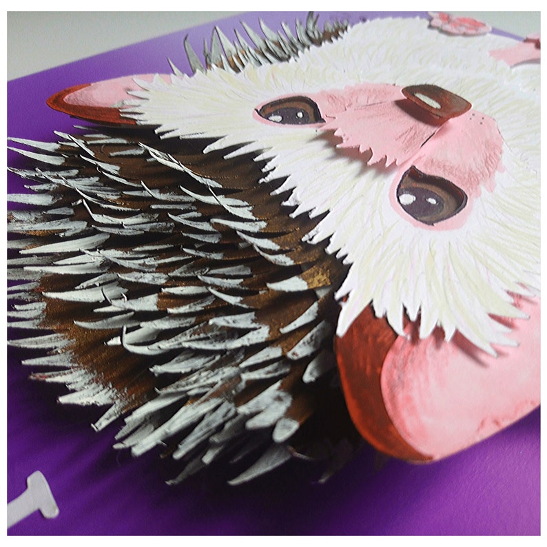 Custom Unique Hedgehog Pet Portrait Paper Wall Art Personalised Gift For Hedgehog Lovers Framed