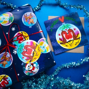 Emballage cadeau de Noël boule de Noël, lot de 2 feuilles