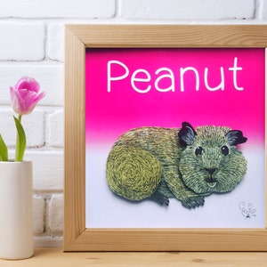 Ritratto personalizzato di porcellino d'India, regalo personalizzato o ricordo della perdita di un animale domestico, arte per la casa