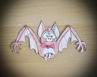 Marionetas de papel de murciélago imprimibles DIY • Descarga instantánea • Muñeca articulada espeluznante de Halloween • Decoración artesanal con animales