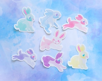 Rabbit Sticker Pack: Kawaii Pastel Bunnies, Spring Easter Decals