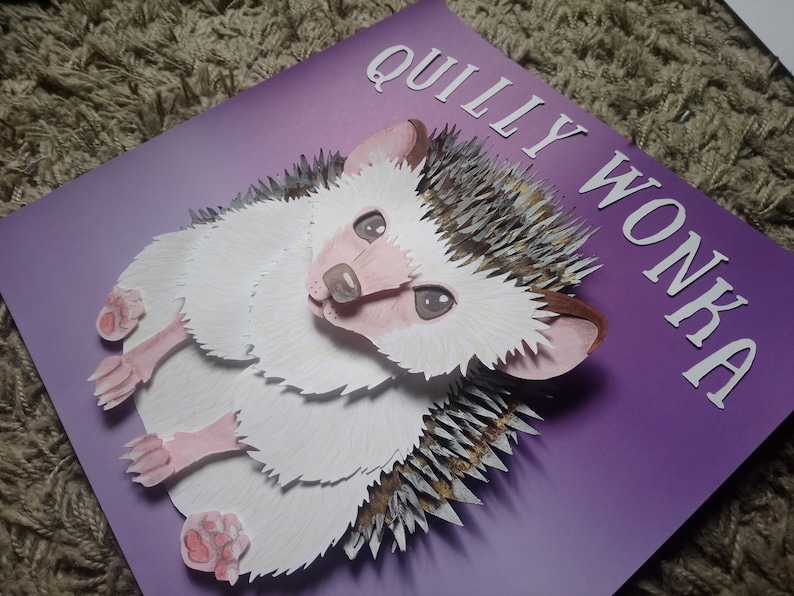 Custom Unique Hedgehog Pet Portrait Paper Wall Art Personalised Gift For Hedgehog Lovers Framed