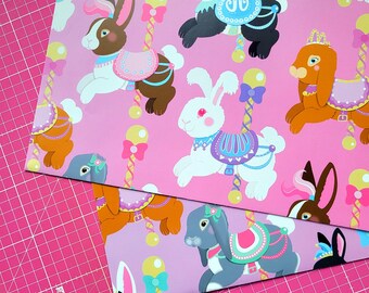 Carousel Rabbit Wrapping Paper and Tags