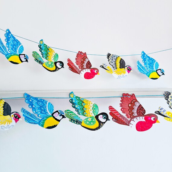 British Garden Birds Bunting – Paper Garland, Nature Party Decor, UK Wildlife Banner