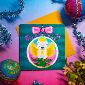Carte de voeux de Noël Boule de Noël ours polaire