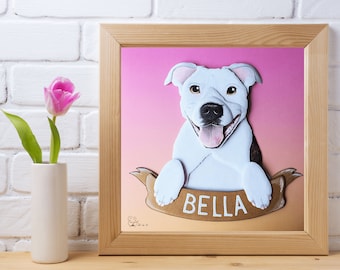 Custom Dog Portrait Handmade - Unique memorial pet gift