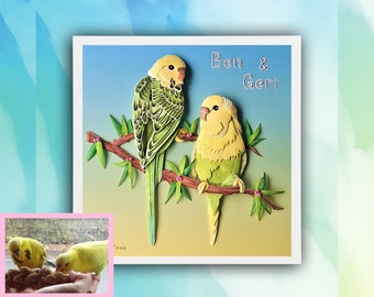 Custom Bird Pet Portrait: 3D Paper Art, Memorial Gift