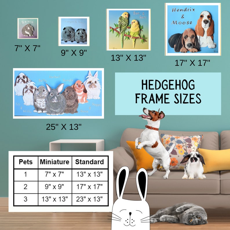 Custom Unique Hedgehog Pet Portrait Paper Wall Art Personalised Gift For Hedgehog Lovers Framed