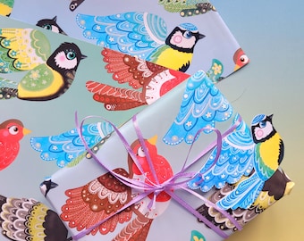 English Garden Birds Wrapping Paper and Tags