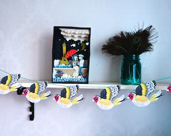 Gold Finch Bird Bunting: Paper Garland, Party Decoration