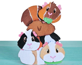 3D Guinea Pig Card A5 – Eco Pet Lover Pop-Out Decoupage, Envelope, Send Direct