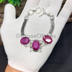 Pulsera de rubí, joyería chapada en plata de ley 925, regalo elegante para ella