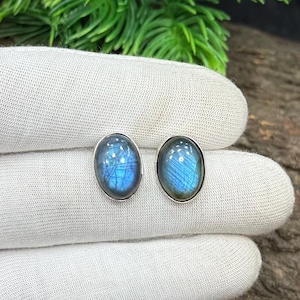 Brincos de Labradorita | Joias com Pedras Preciosas Finas | Banhado a Prata de Lei 925 | Brincos | Joias para o dia a dia | Brincos de Labradorita de Fogo
