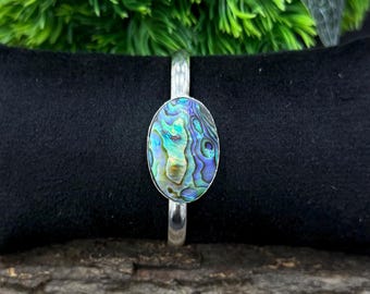Abalone schelp manchetarmband en armband | Verzilverd 925 sterlingzilver | Handgemaakte sieraden | Zeeschelparmband