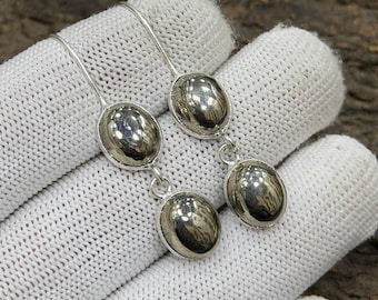 Pyrite Earrings | 925 Sterling Silver Plated | Dainty & Dangle Earrings | Handmade Jewelry | Fools Gold Jewelry