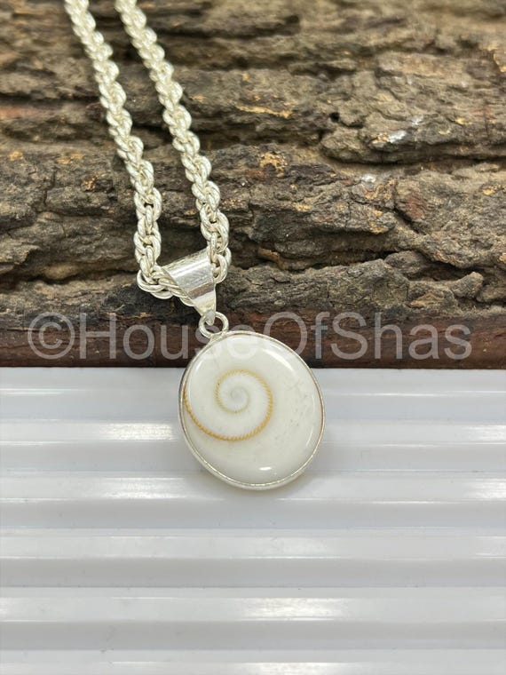 Shiva Eye Pendant | 925 Sterling Silver Plated | Handmade Spiritual Jewelry | Spiral Sea Shell Pendant | Ocean Jewlery | Healing Pendant