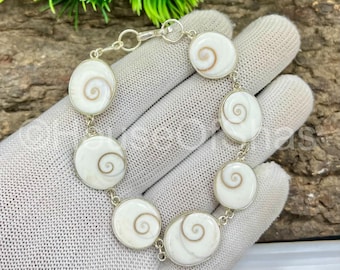 Shiva Eye Bracelet | 925 Sterling Silver Plated | Handmade Spiritual Jewelry | Spiral Sea Shell Bracelet | Ocean Jewlery | Healing Bracelet