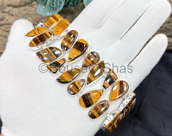 Tiger Eye Gemstone Bracelet, 925 Sterling Silver Plated, Elegant Gift for Her, Artisan Jewelry