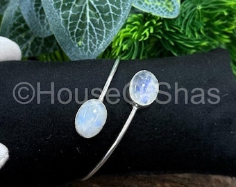 Regenboogmaansteenarmband, 925 sterlingzilver, natuurlijke edelsteensieraden, fijne sieraden, zilveren armband, geboortesteenarmband