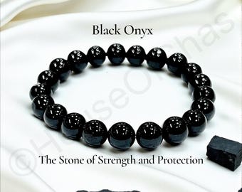 Black Onyx Bracelet, Stretch Bracelet, Crystal Jewelry, Healing Energy Gift Gift, Gemstone Beads Bracelet