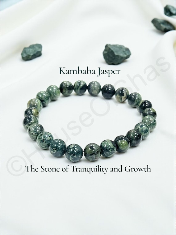 Kambaba Jasper Beads Bracelet, Reiki Crystal Jewelry, Star Galaxy Jasper Bracelet, Healing Beads Bracelet