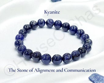 Kyanite Beads Bracelet, Healing Crystal Jewelry, Natural Gemstone Stretch Bracelet, Gemstone Beads