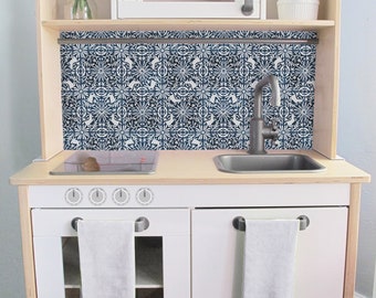 Retired Design - Blue Animal Tile Printed Backsplash Board for Ikea DUKTIG Play Kitchen // Makeover, Diy, Hack, Ikea, Custom