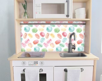 Macarons Printed Backsplash Board for Ikea DUKTIG Play Kitchen // Makeover, Diy, Hack, Ikea,
