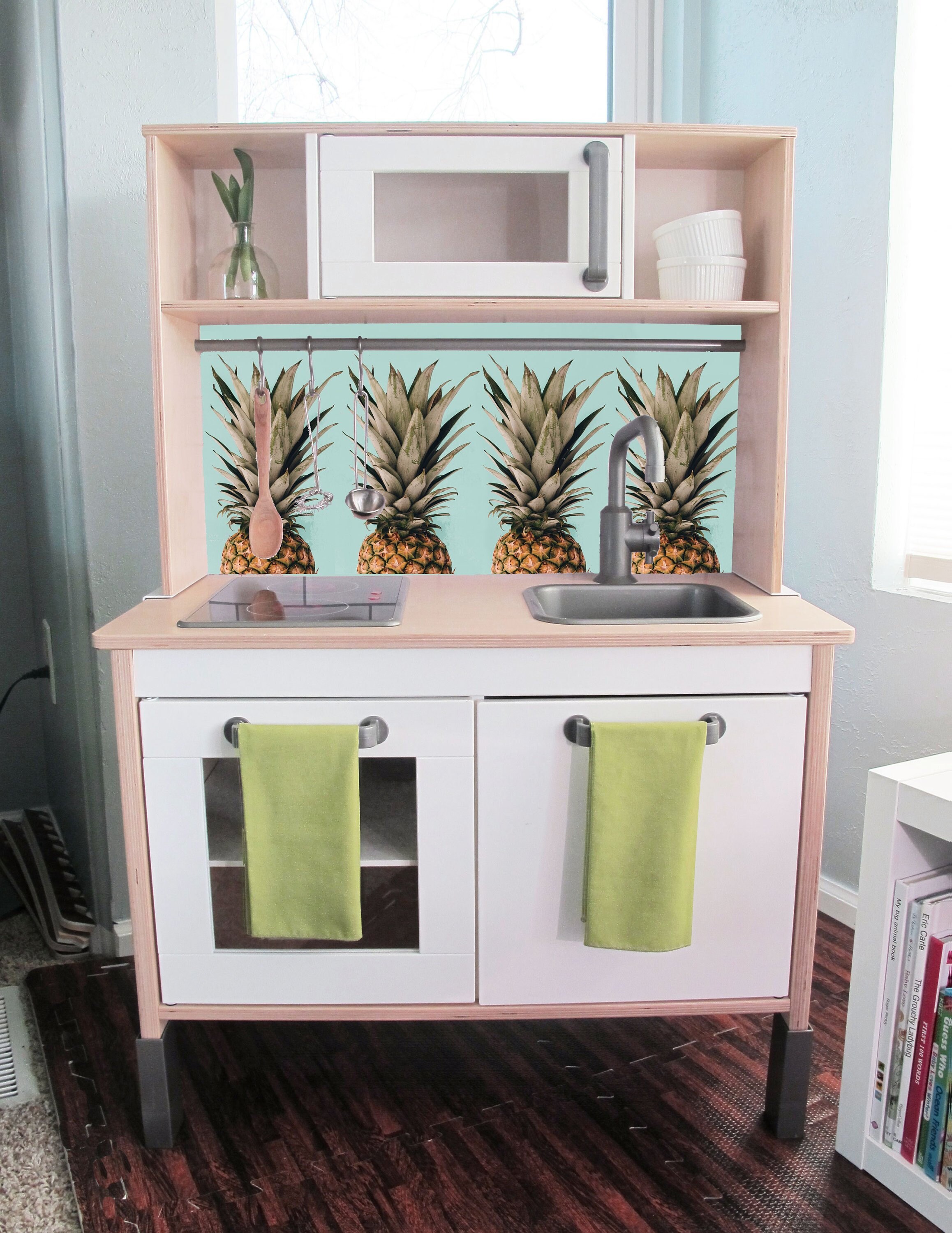 Pineapple Pop Art Printed Backsplash for Ikea DUKTIG Play 