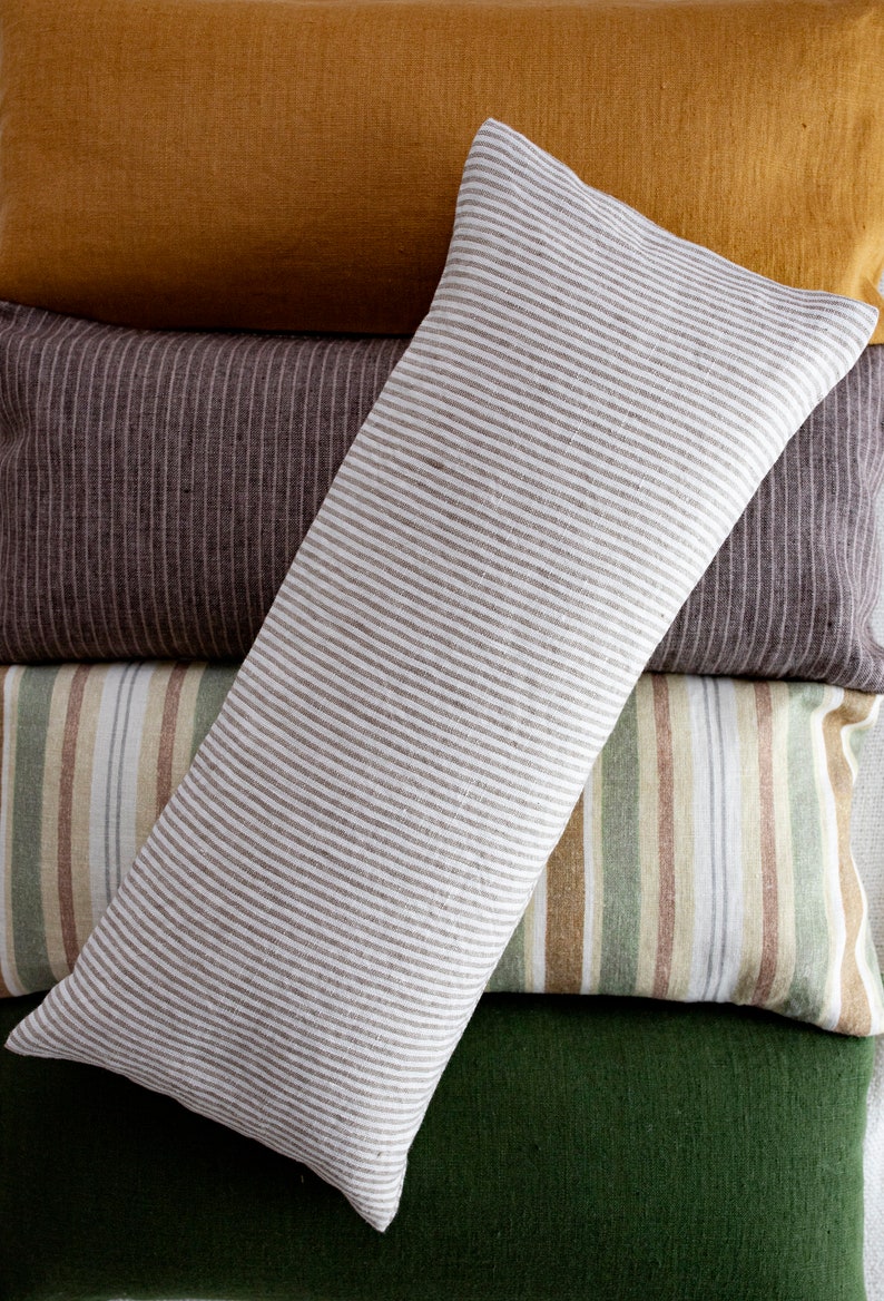 Buckwheat pillow, Neck pillow striped, Small travel pillow with removable pillowcase image 9