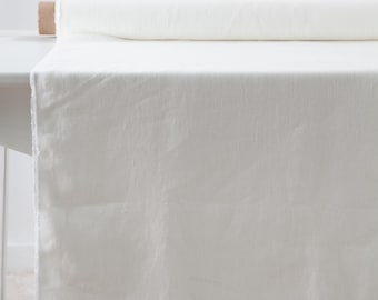 White linen fabric for yards, washed European 205 GSM, 57" wide, soft natural linen
