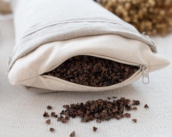Buckwheat Neck Bolster Pillow Linen Travel Cushion