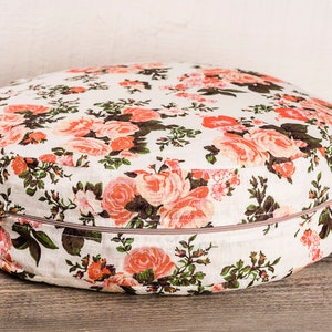 Floor cushion, Floor seating, Eco-Friendly Buckwheat Hulls Meditation Cushion - Round