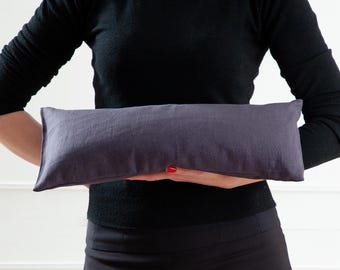 Small Buckwheat Neck Pillow, Travel Pillow, Japanese Size Pillow, Linen Neck Support, Organic Buckwheat Hull Pillow