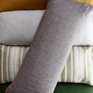 Buckwheat pillow. Neck pillow, Striped small travel pillow, Linen pillowcase image 9