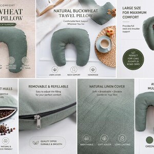 Buckwheat travel pillows available in multiple linen colors