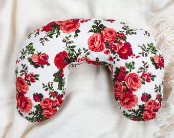 Floral U-Shape Neck Pillow – Organic Buckwheat Travel Bolster