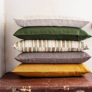 Buckwheat pillow. Neck pillow, Striped small travel pillow, Linen pillowcase image 10