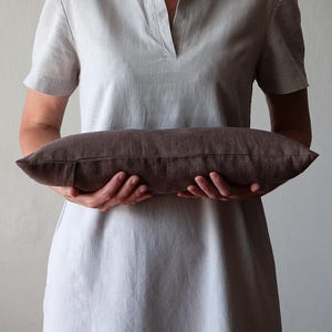 Linen Buckwheat Neck Pillow: Small Travel Bolster (7x18 inches)