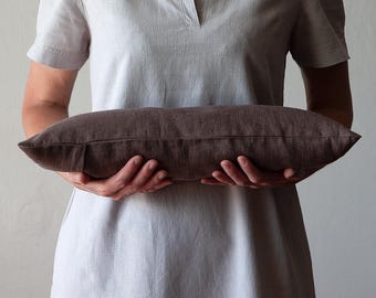 Linen Buckwheat Neck Pillow: Small Travel Bolster (7x18 inches)