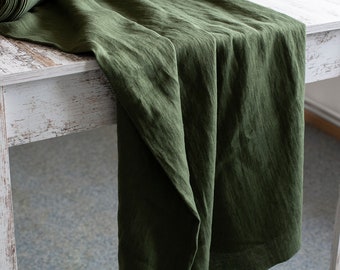 Forest green linen, Linen fabric by the meter or yard