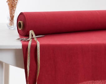 Raspberry Washed Linen by the Yard, Soft Lithuanian Textile for Clothing, Curtains & Table Settings