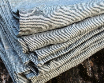 Striped Linen Kitchen Towels Set: Softened Absorbent Tea Towels