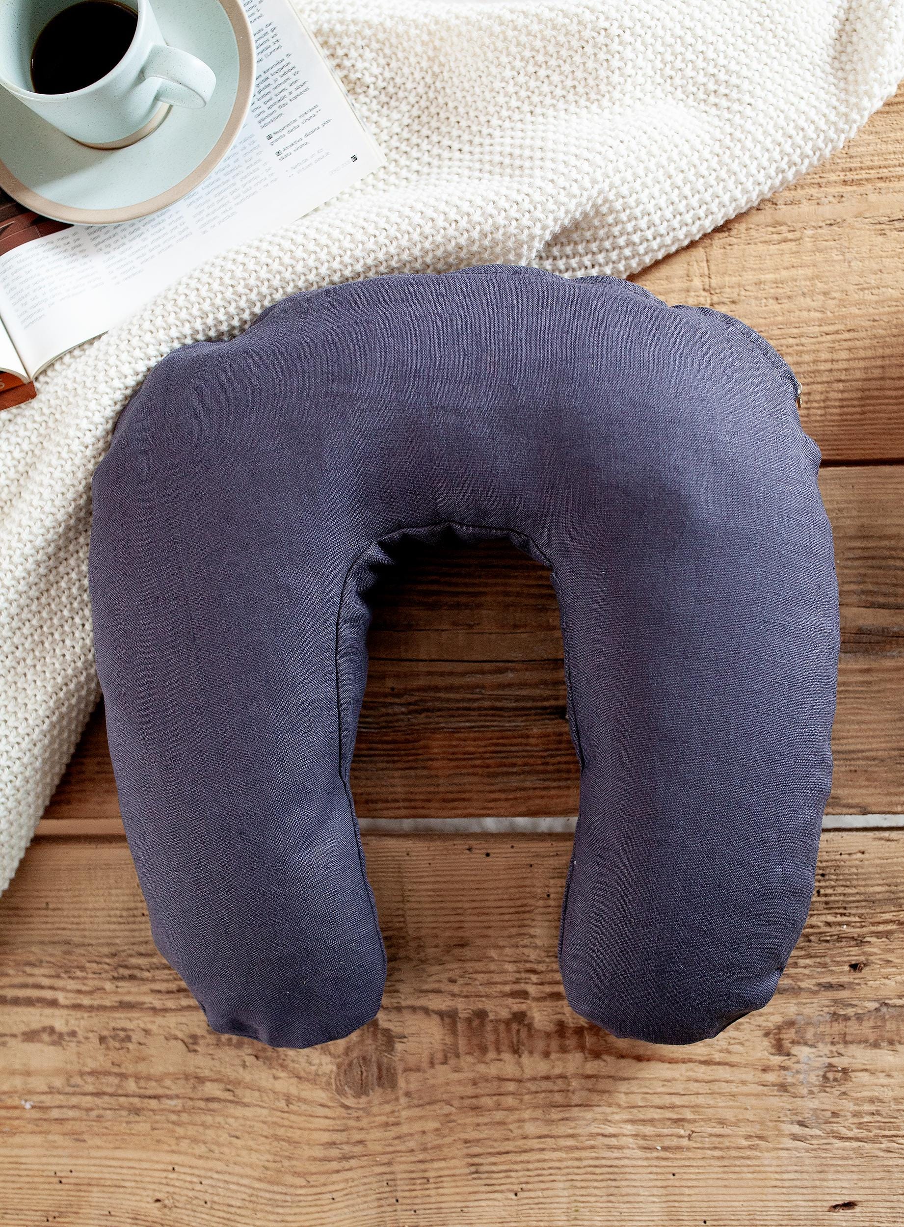 Buckwheat Pillow Neck Support for Travel - Organic Neck Bolster, U Shaped Cushion for Airplane, Car, Office & Relaxation