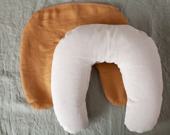 Buckwheat neck pillow, Travel pillow with removable linen cover.
