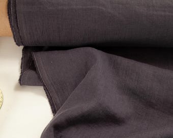 Stonewashed Linen Fabric Charcoal Grey European Flax Medium Weight for curtain Dress Table linen